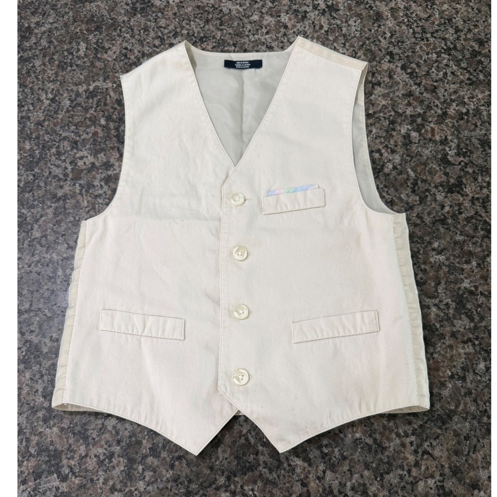 Tommy Hilfiger Boys Cream Beige Formal Dress Vest Size 10 TBSER06F